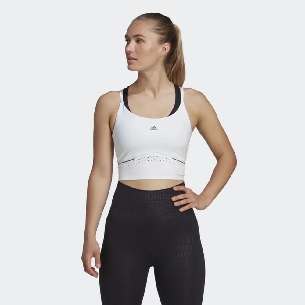 ADIDAS HIIT 45 SECONDS CROP TANK TOP WHITE
